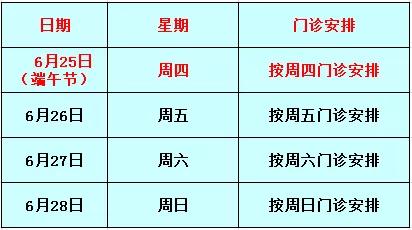  北京丰益肛肠医院2020年“端午节”门诊安排