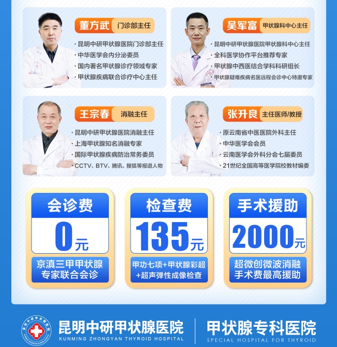 北京大学人民医院甲状腺医生胡肇衡教授来滇联合会诊，预约从速！