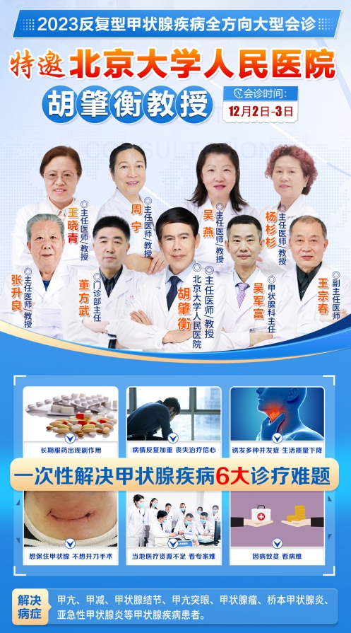 好消息！北京教授级甲状腺医生将来滇联合会诊，请大家不要错过机会！