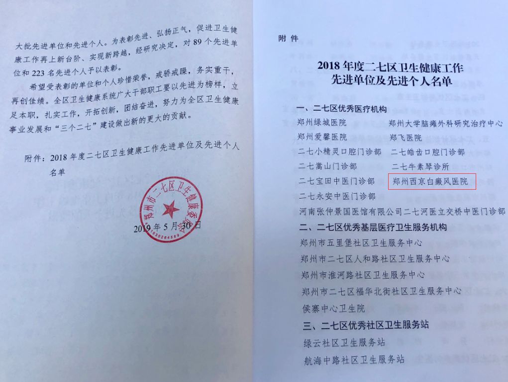 郑州西京被评为2018年度二七区