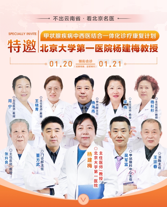 北京正规甲状腺教授【杨建梅】来滇联合会诊，预约通道全面开启！