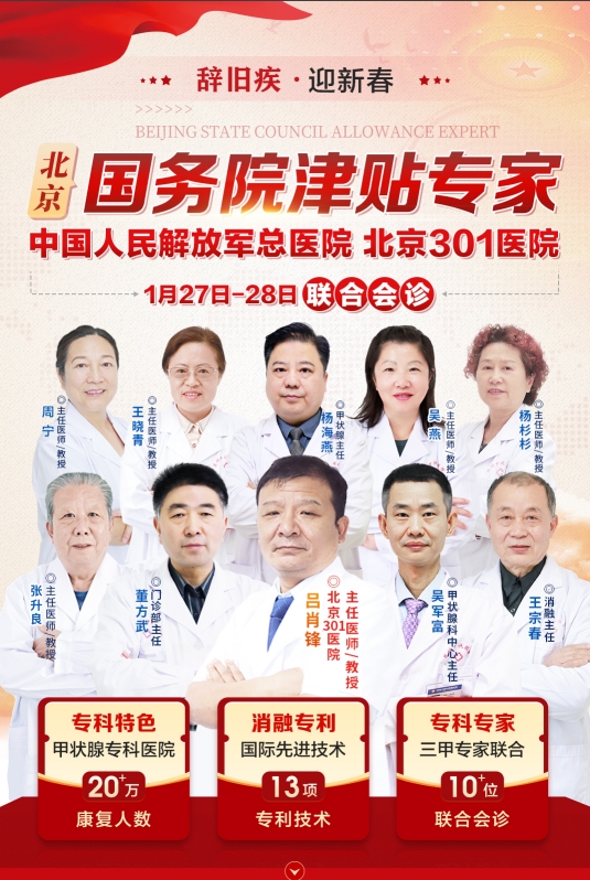 会诊通知：1月27日-28日北京301医院甲状腺医生吕肖锋教授莅临昆明中研会诊