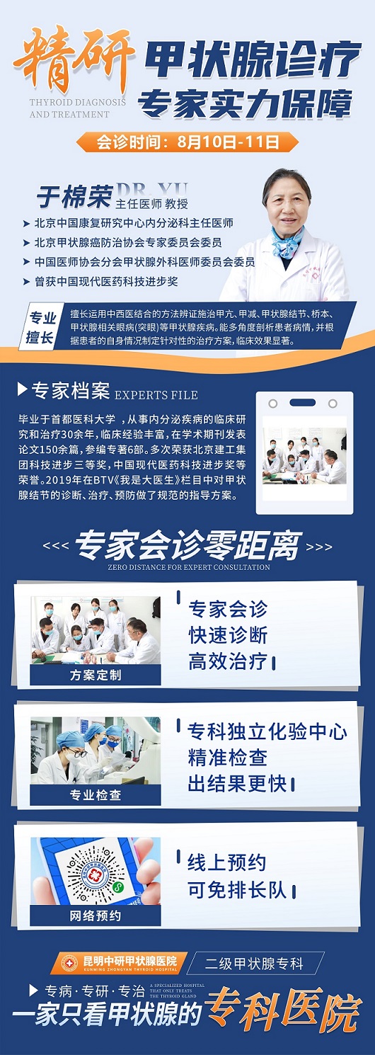 昆明中研甲状腺医院携手北京原康复研究中心于棉荣教授开启暑期甲状腺疾病特别会诊