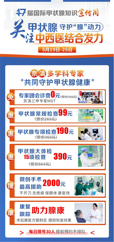 关爱甲状腺健康，京滇名医联合会诊——国际甲状腺知识宣传周优惠活动开始了！