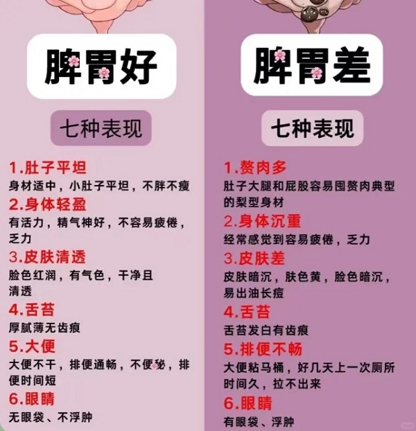 脾胃好的7种表现，脾胃差的7种表现，看看自己在哪一边？